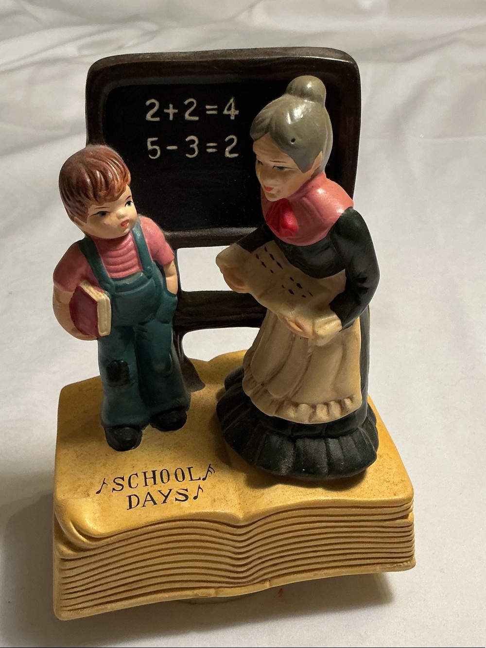 Antique School Days Figurine Ceramic plays music while rotating